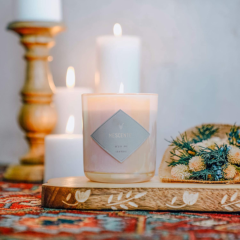 Tomme Frostet Klart Glass Hvit Svart Wick stearinlysglass med lokk