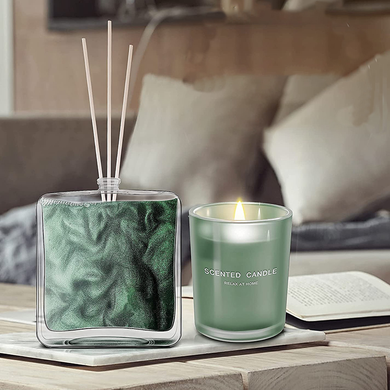 M&Scent sitronbasilikumduftende oljerørspreder og duftlys gavesett med pinner til hjemmet