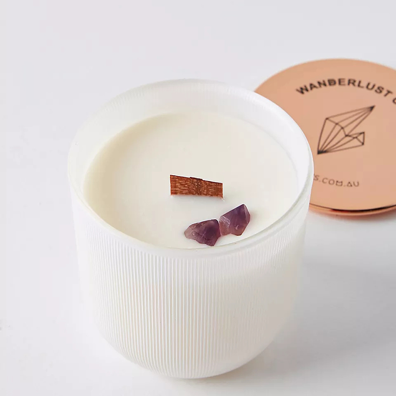 Engros luksus marmor skinnende logo Krystallinfundert perle Chakra Aromaterapi duftende soyavokslys