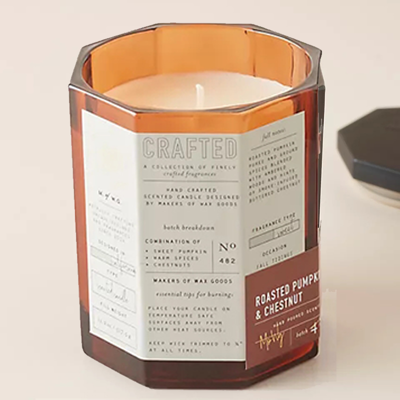M&Scent Custom Luxury Trelokk Bomullsveke Glassbeholder Soyavoksblanding Høstlig laget glasslys