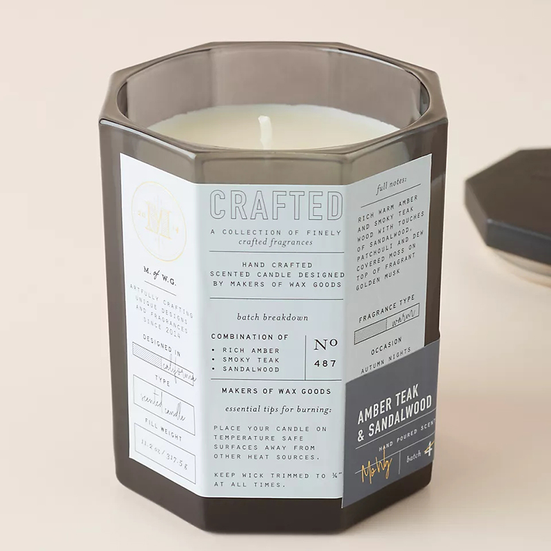 M&Scent Custom Luxury Trelokk Bomullsveke Glassbeholder Soyavoksblanding Høstlig laget glasslys