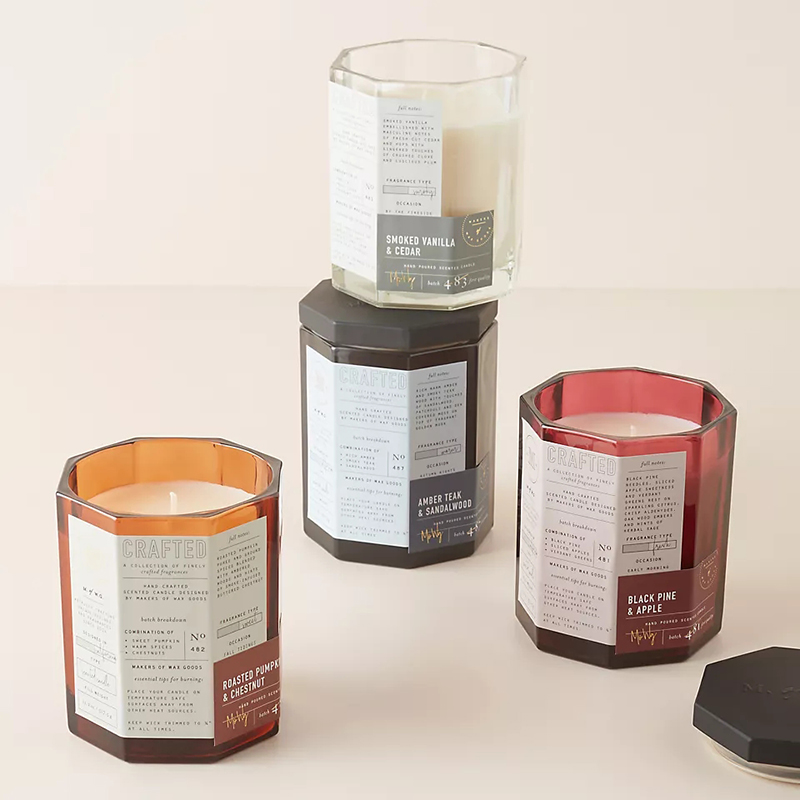 M&Scent Custom Luxury Trelokk Bomullsveke Glassbeholder Soyavoksblanding Høstlig laget glasslys