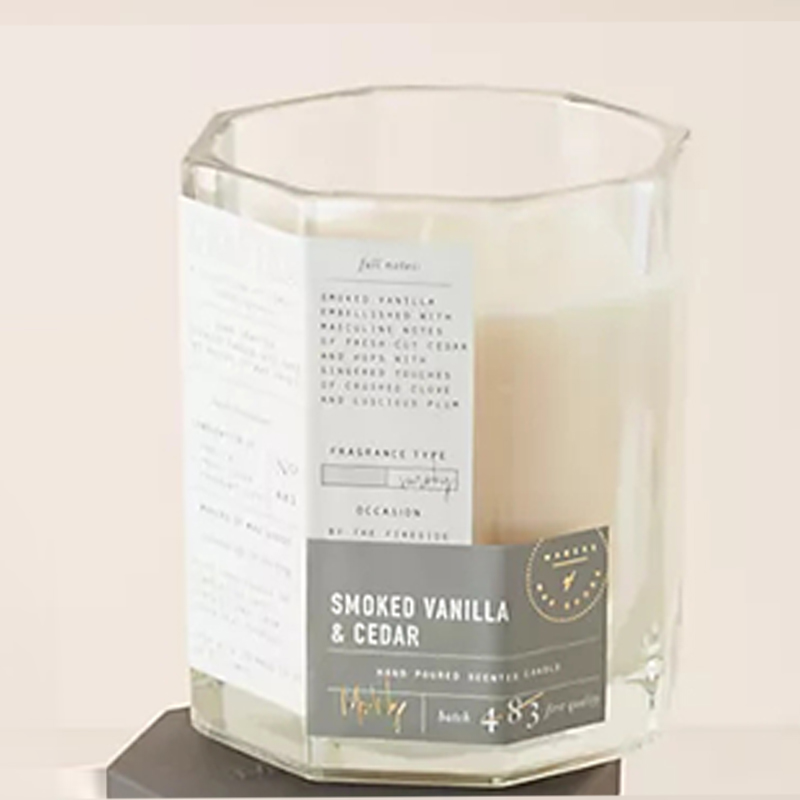 M&Scent Custom Luxury Trelokk Bomullsveke Glassbeholder Soyavoksblanding Høstlig laget glasslys