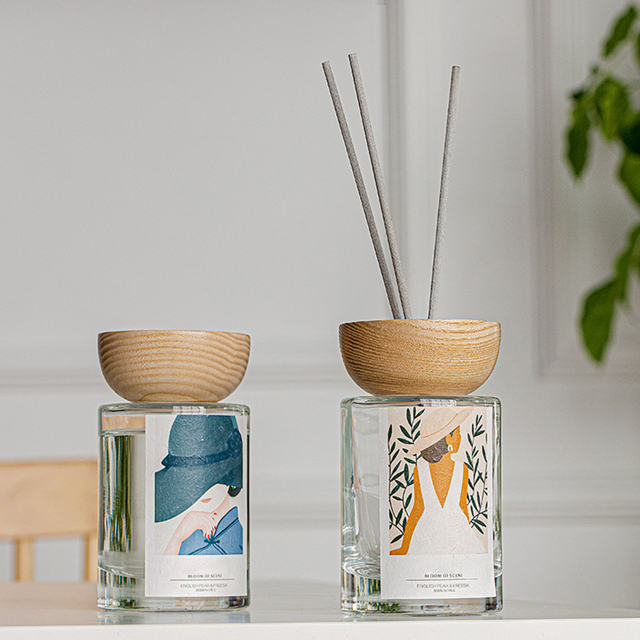 M&Scent engros private label glassflaskepinne reed diffuser sett med propp