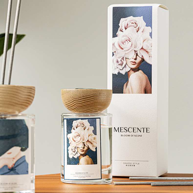 M&Scent engros private label glassflaskepinne reed diffuser sett med propp