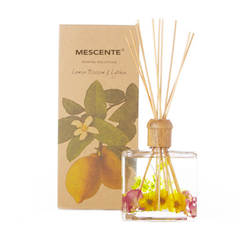 Engros Høykvalitets Luksus Custom Private Label Blomst Sola Wood Aroma Reed Diffuser med boks