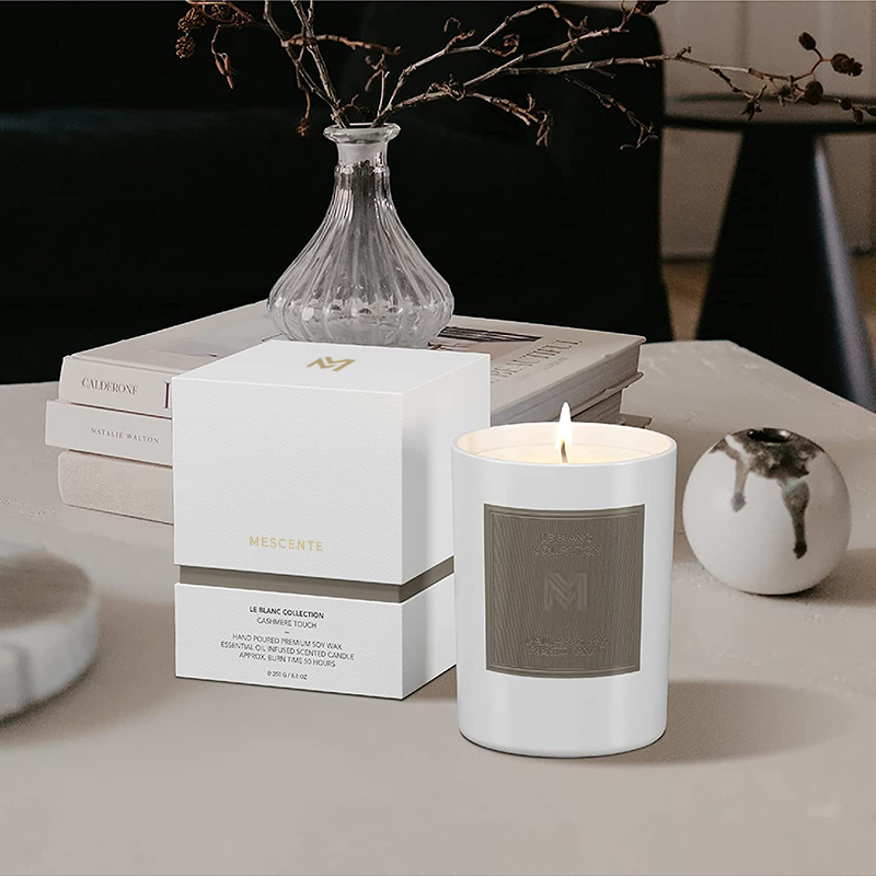 M&Scent Engros tilpasset luksus svart glasskrukke julearomaterapi soyavoks lyssett