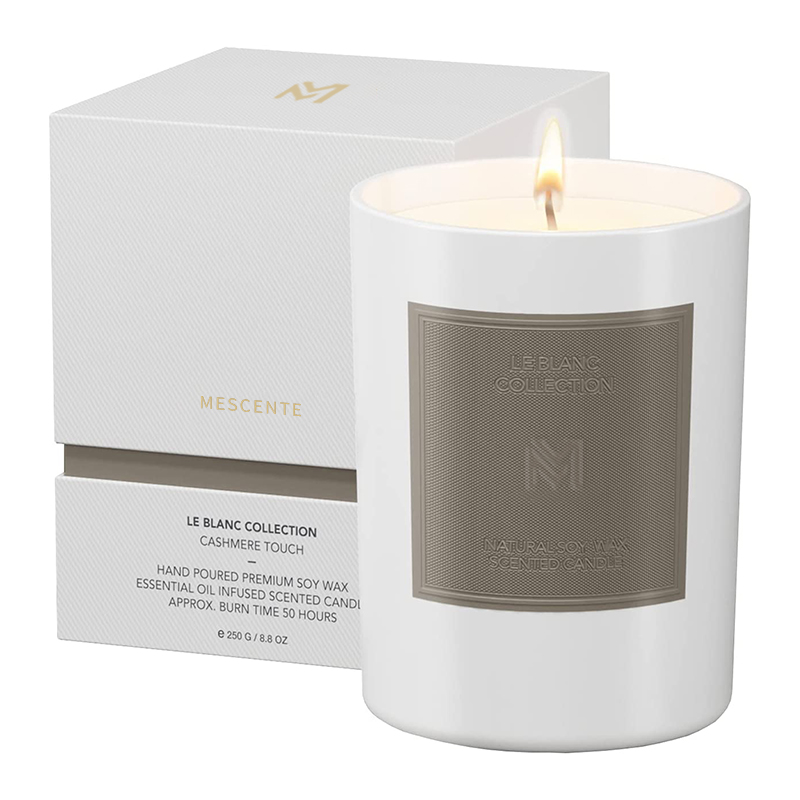 M&Scent Engros tilpasset luksus svart glasskrukke julearomaterapi soyavoks lyssett