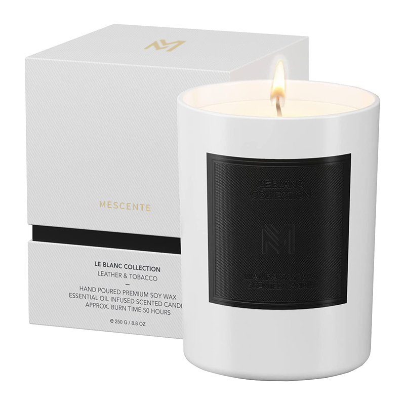 M&Scent Engros tilpasset luksus svart glasskrukke julearomaterapi soyavoks lyssett