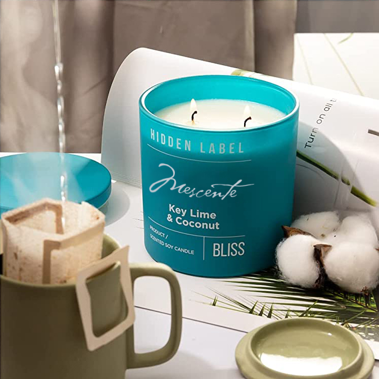 M&Scent Engros Luksus Private Label Sorte Krukker Duftende Soyavokslys Med Krystaller