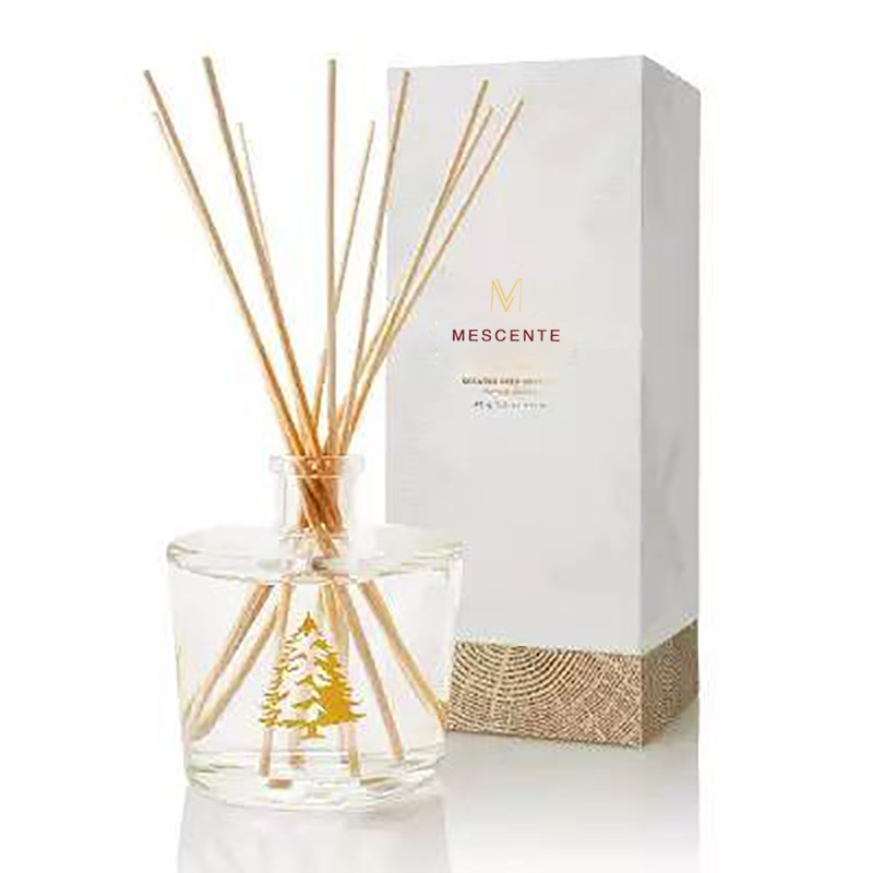M&Scent Engros Luksus Glass Flaske Stik Fiber Rund Treskrue Aroma Reed Diffuser Gavesett