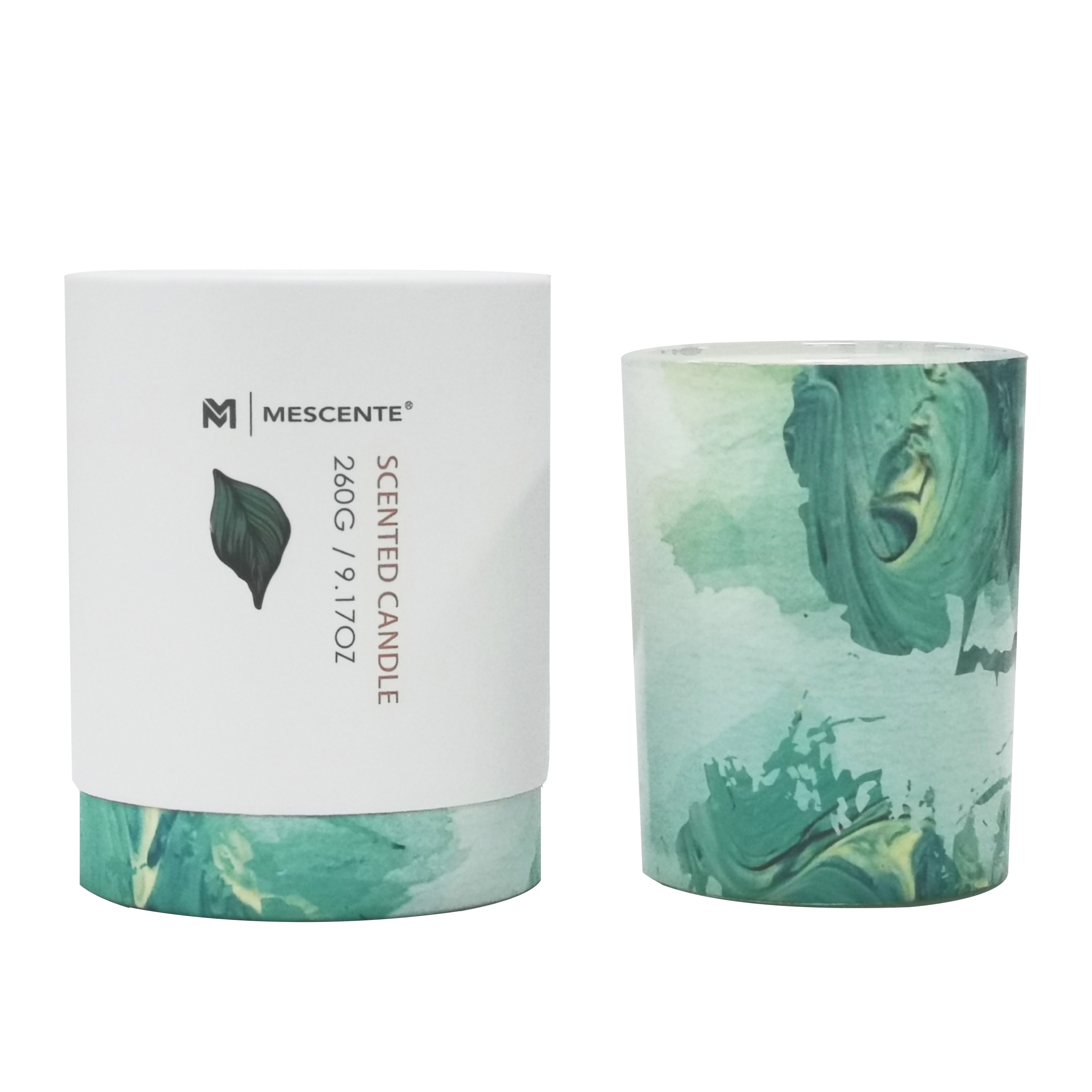 M&Scent engros private label grønn glasskrukke palmelys, åndelige stearinlys