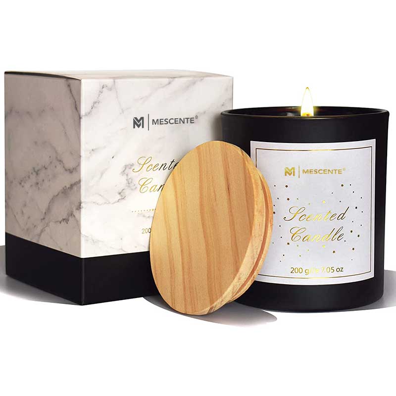M&Scent Custom Logo Mini Rund Krystallglassflaske Sterk Kaffe Soyavoks Duftlys med boks i bulk