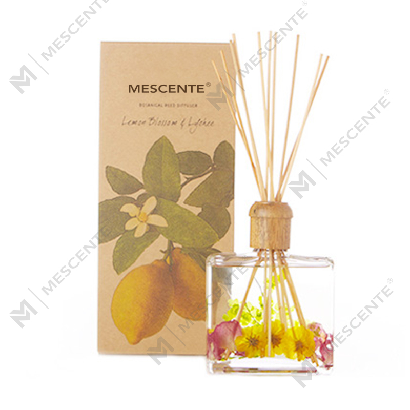 Engros Høykvalitets Luksus Custom Private Label Blomst Sola Wood Aroma Reed Diffuser med boks