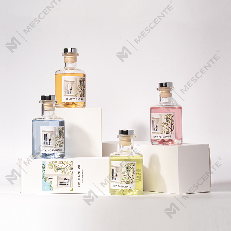 M&Scent luksus dekorativ stor flaske eterisk olje sivspreder med tørkede blomster gavesett
