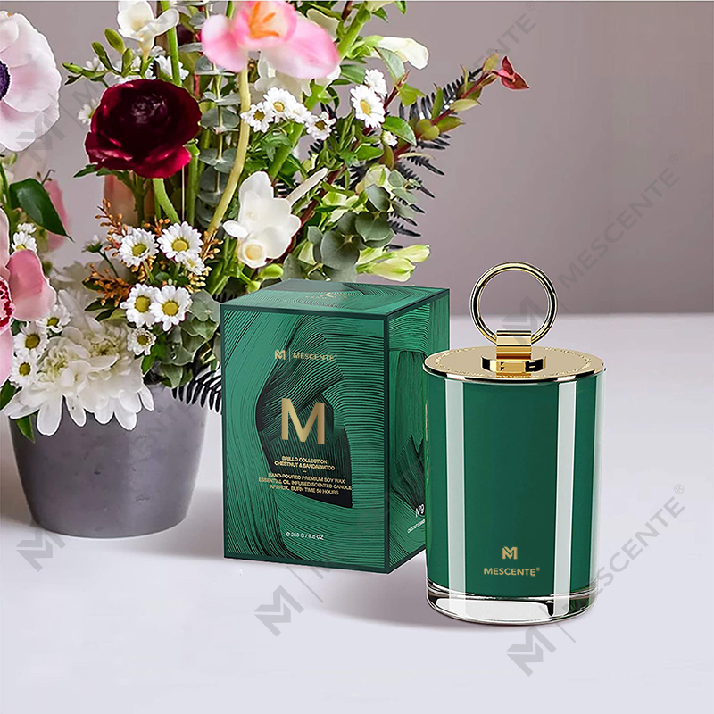 M&Scent Luxury White Soy Wax Logo Personlig bryllupsduftlys, Custom Camp Candle