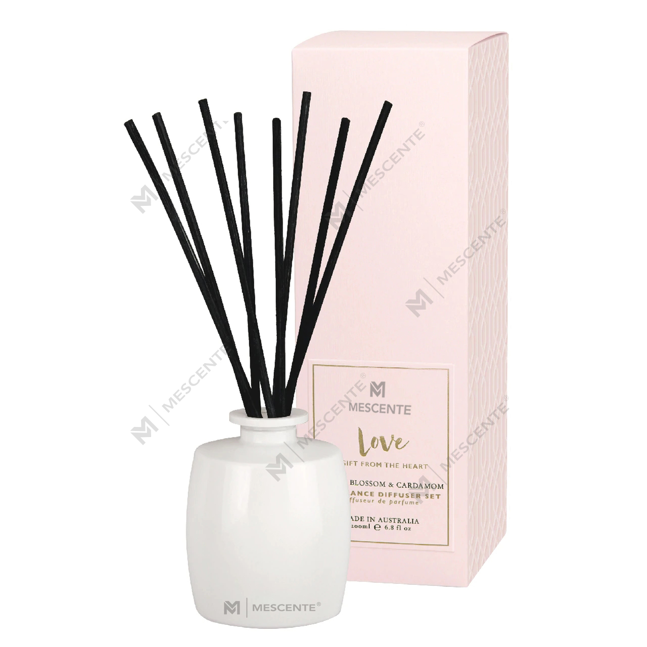 M&Scent Large Glass Bottle Home Essentials Aroma Reed Diffuser Gavesett med rottingpinner