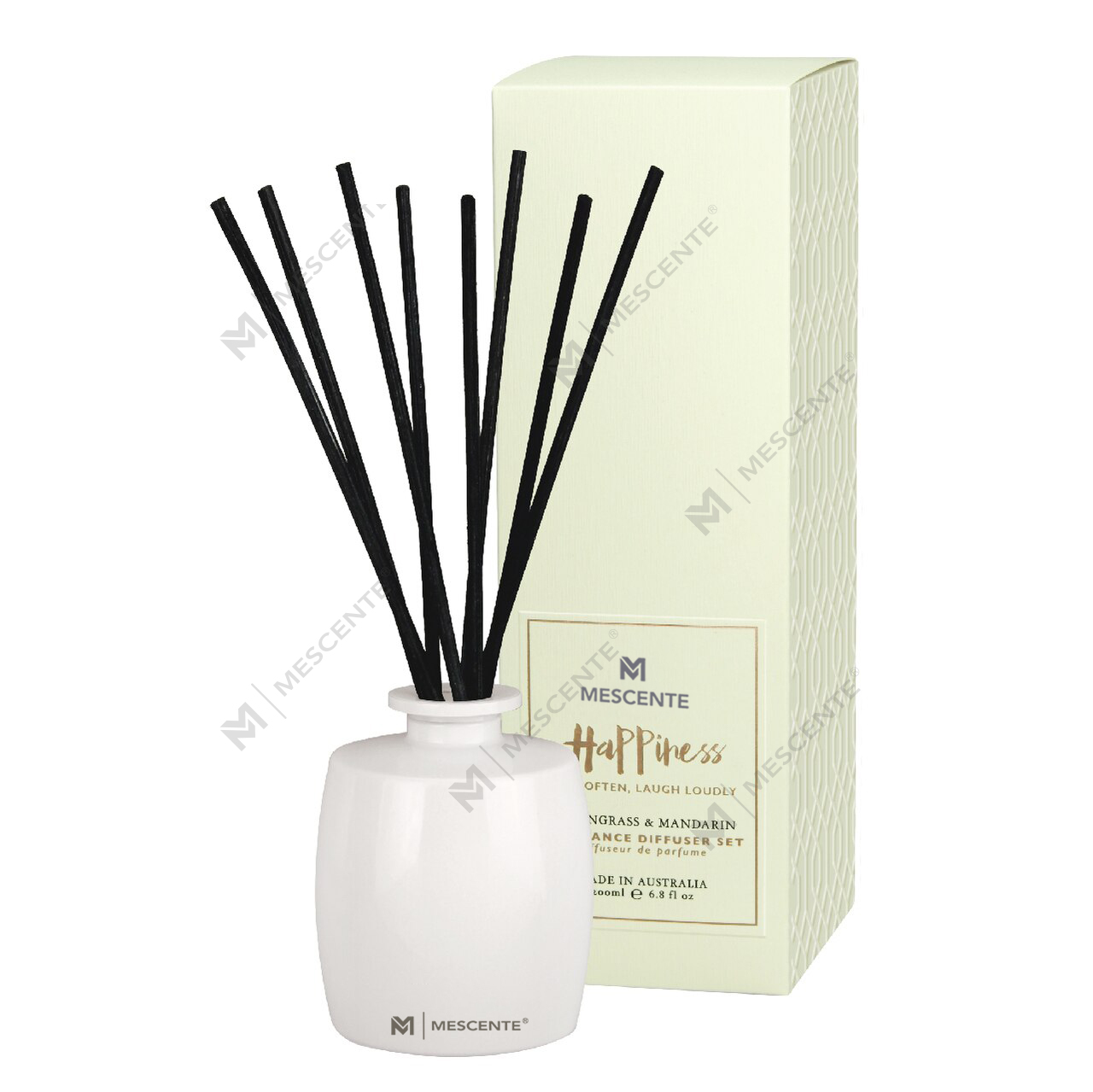 M&Scent Large Glass Bottle Home Essentials Aroma Reed Diffuser Gavesett med rottingpinner