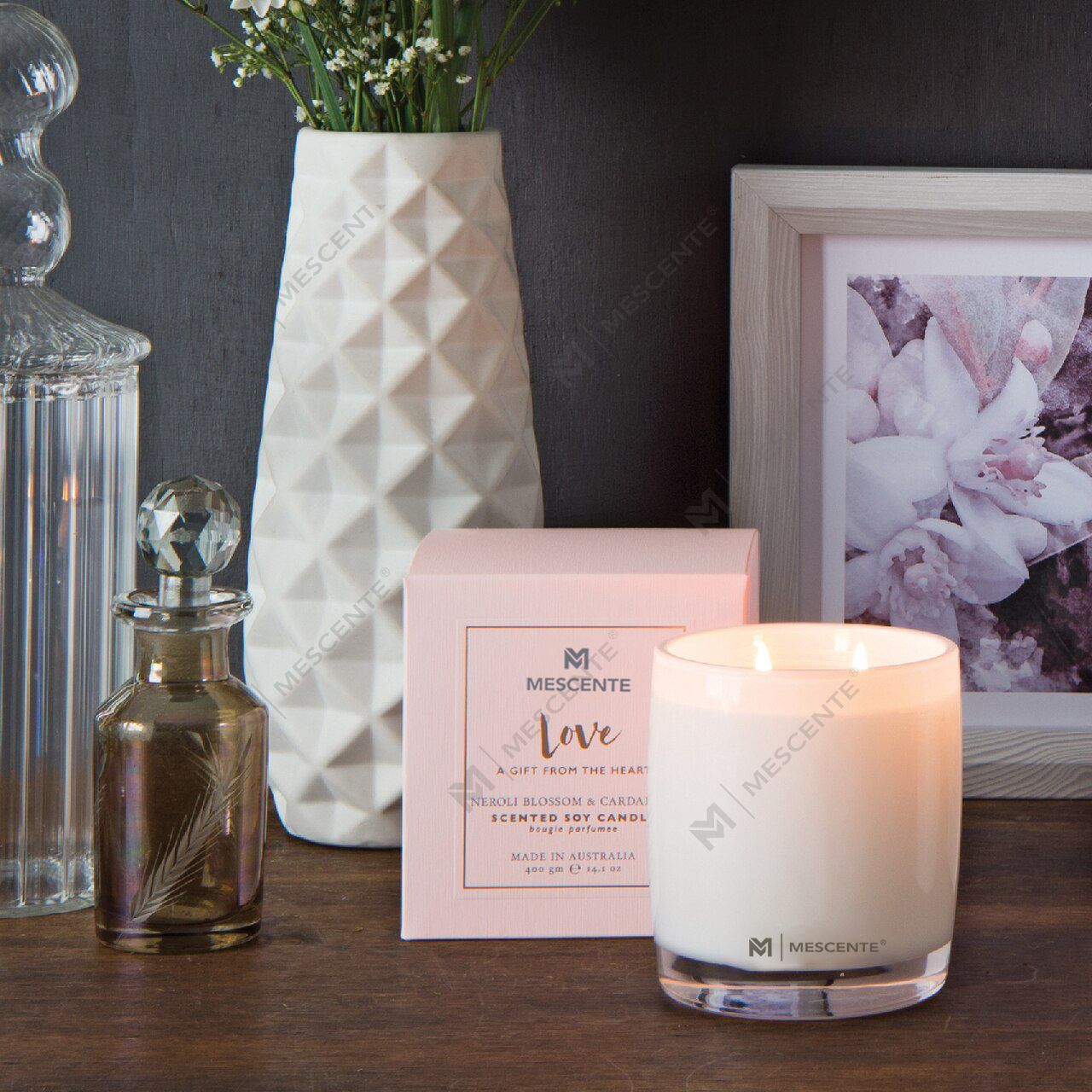 M&Scent Large Glass Bottle Home Essentials Aroma Reed Diffuser Gavesett med rottingpinner
