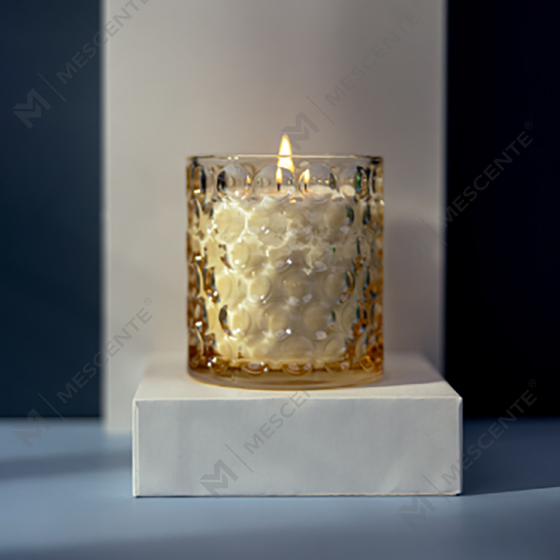 Tilpasset luksus klart farget glass soyavoks Private Label Citta-merket duftlys med tørkede blomster