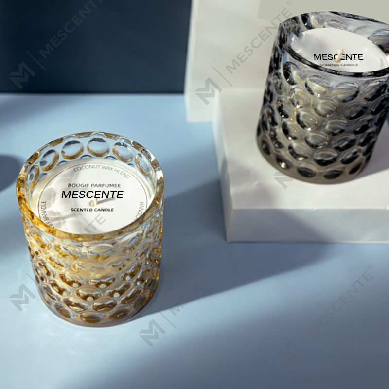 Tilpasset luksus klart farget glass soyavoks Private Label Citta-merket duftlys med tørkede blomster