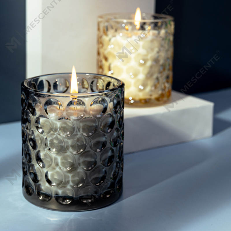 Tilpasset luksus klart farget glass soyavoks Private Label Citta-merket duftlys med tørkede blomster