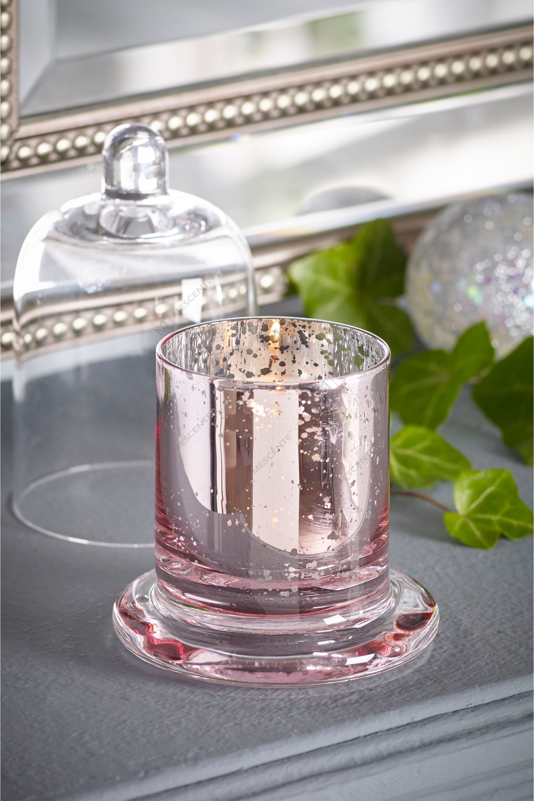 Mescente Luxury Silver Kuppellokk Duftlysholder glasskuppelkrukker