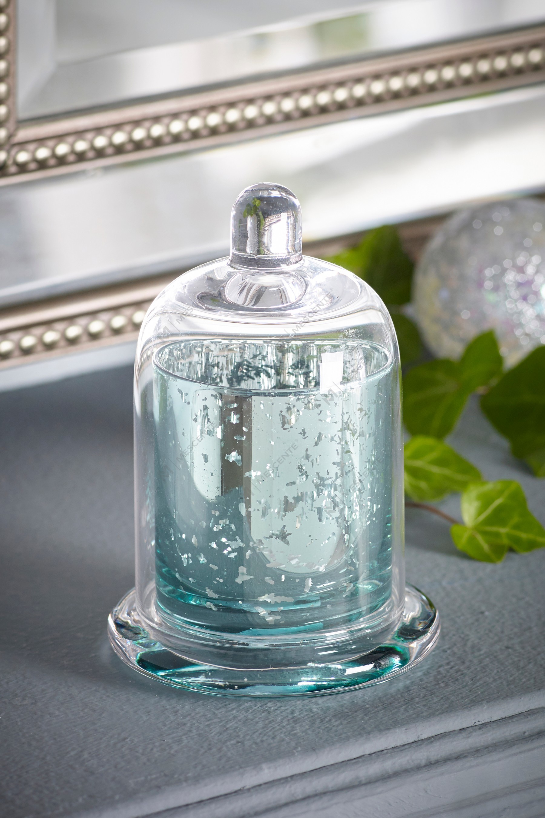 Mescente Luxury Silver Kuppellokk Duftlysholder glasskuppelkrukker