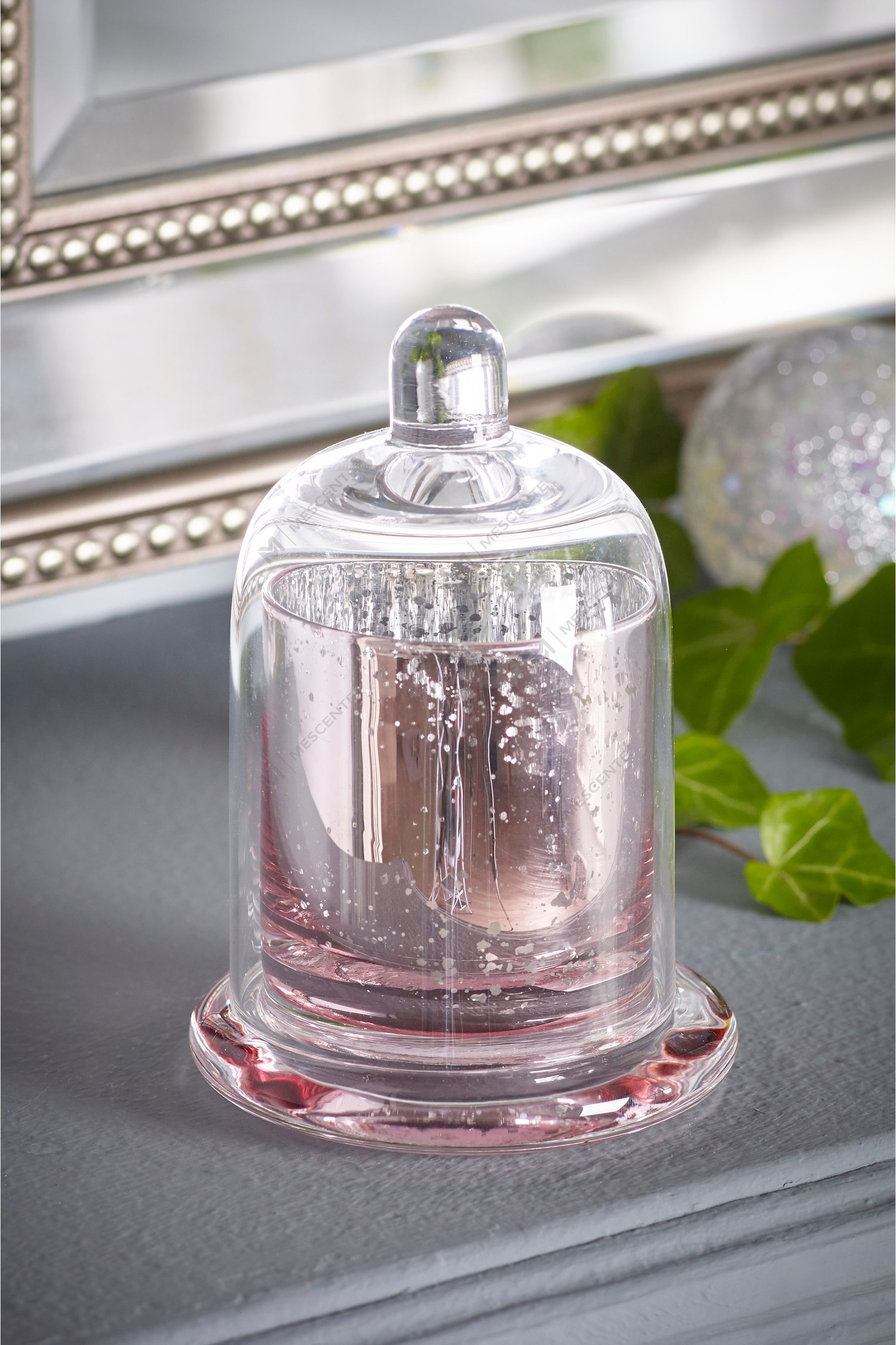 Mescente Luxury Silver Kuppellokk Duftlysholder glasskuppelkrukker