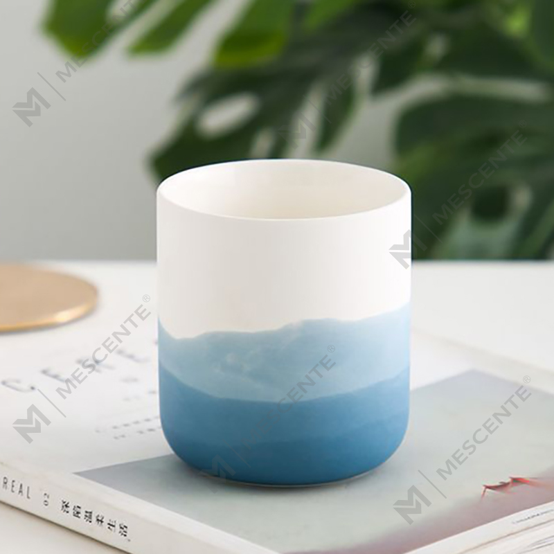 M&Scent dekorative keramiske blå og hvite vase konisk telys lysestake, lykter og stearinlys
