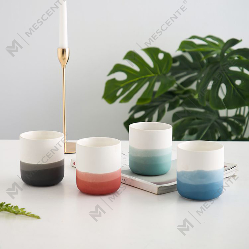 M&Scent dekorative keramiske blå og hvite vase konisk telys lysestake, lykter og stearinlys