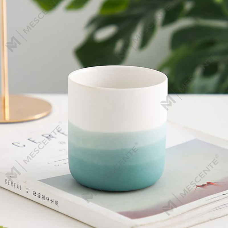 M&Scent dekorative keramiske blå og hvite vase konisk telys lysestake, lykter og stearinlys