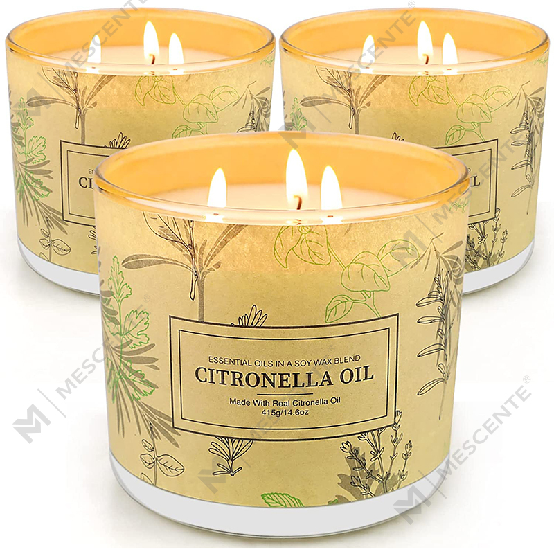Langvarig 3 Wick-krukke duftende aromaterapi Citronella-oljelyssett for uteplass i hjemmet
