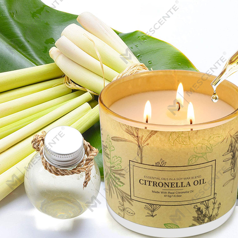 Langvarig 3 Wick-krukke duftende aromaterapi Citronella-oljelyssett for uteplass i hjemmet
