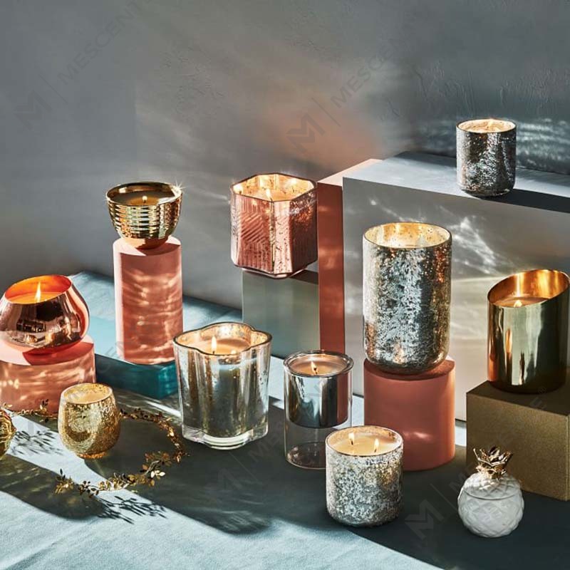 Engros spesialtilpasset billig glass parafinvoks Religious Deco Mercury Duftlys