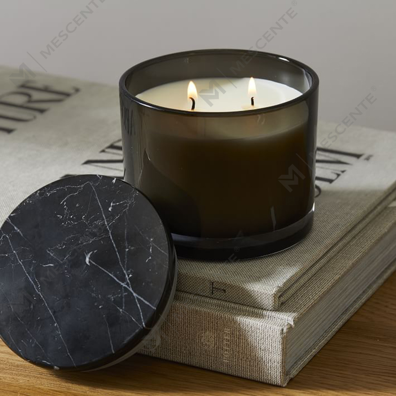 Engros Low Moq Luxury Umerket 2 Wick Vitrina Marmor Deksel Candle