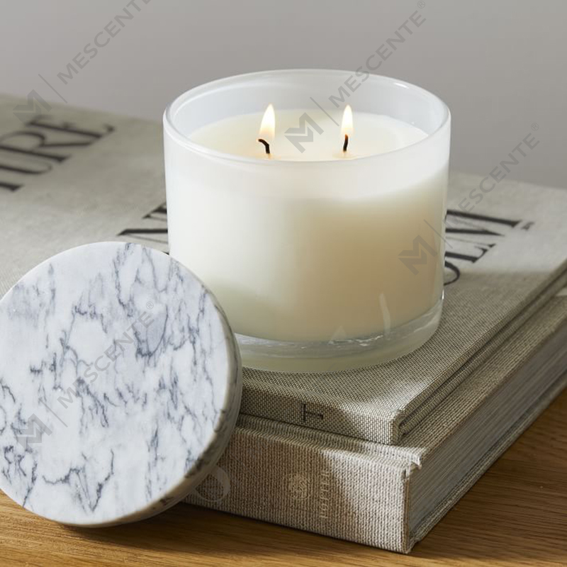 Engros Low Moq Luxury Umerket 2 Wick Vitrina Marmor Deksel Candle