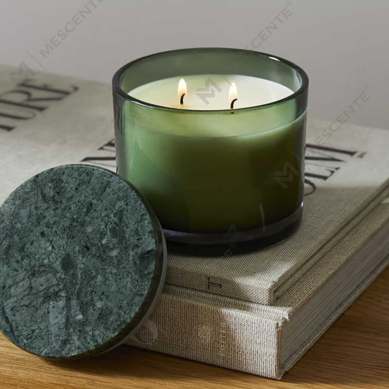 Engros Low Moq Luxury Umerket 2 Wick Vitrina Marmor Deksel Candle