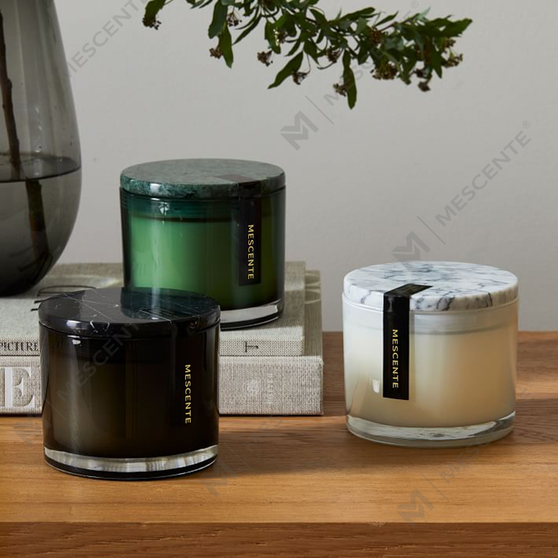 Engros Low Moq Luxury Umerket 2 Wick Vitrina Marmor Deksel Candle
