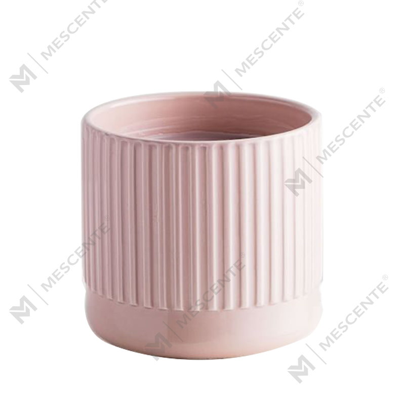 Tilpasset butikk selger ingen etikett riflet rosa keramisk trio Amber duftende soyalys