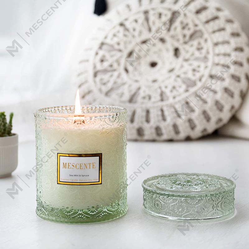 M&S cent Hjemmelaget Eucalyptus Spearmint Soy Voks Tørket Flower Scent Spa Candle