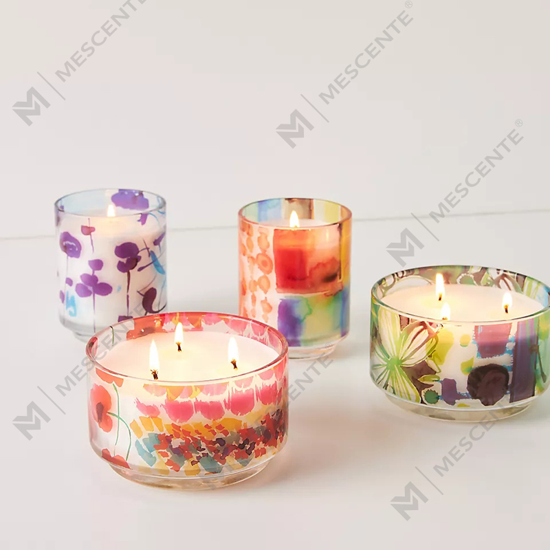 M&Scent Luxury Custom Decoration Private Label 3 Wick A Sunday Painter Glass Krystallduftende soyavokslys