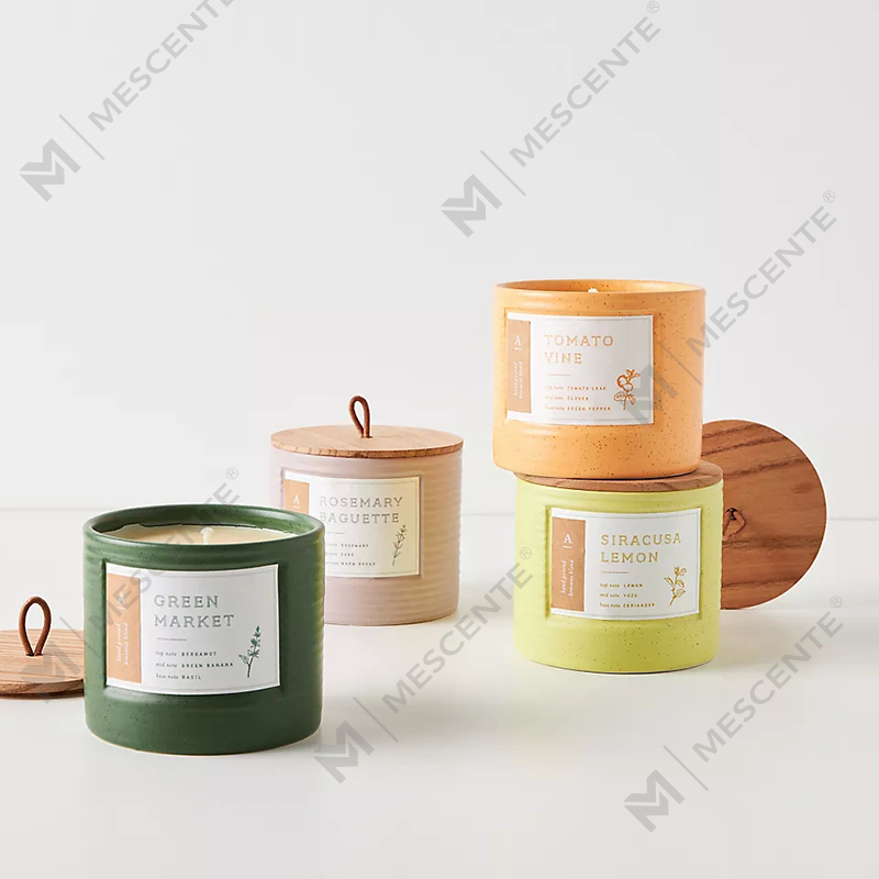M&Scent Private Label fargede keramiske krukker Duftende soyavoks Chic stearinlys
